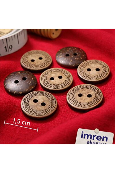 İMREN AKSESUAR Kokanat Ahsap Düğme 24 Boy(15 MM) Lazer Çizimli 1 Paket 20 Adet