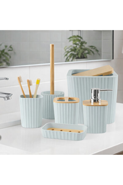 OEM - Set de accesorii pentru baie Bathlux, 6 piese, design modern cu bambus ...