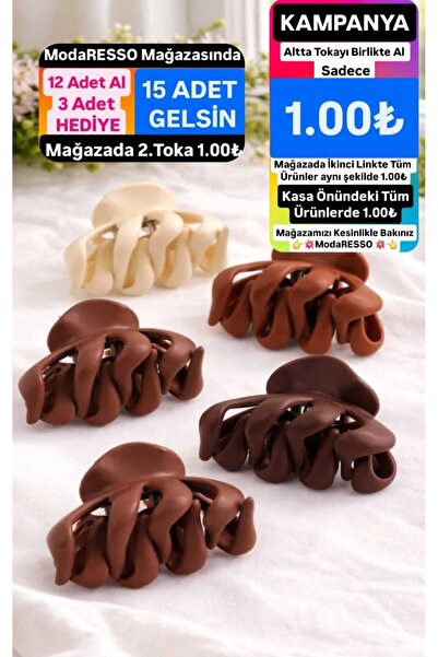 ModaRESSO Kadın Ahtapot Kahve Renk Mandal Toka 4,5 cm