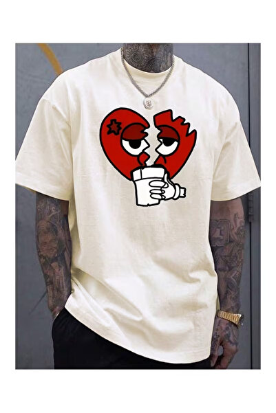 ZEMLİYA Unisex T-shirt  "Σπασμένη Καρδιά " με τύπωμα - Μοντέρνο Στυλ