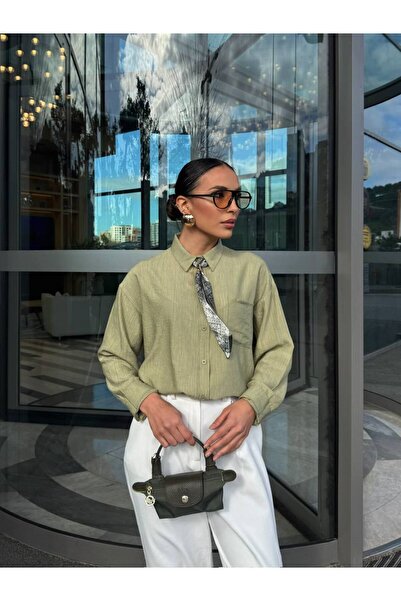 By BAYANA Oversized Women's Shirt with Removable Scarf