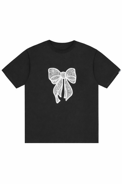 Violon Minimal Bow Printed Black T-Shirt