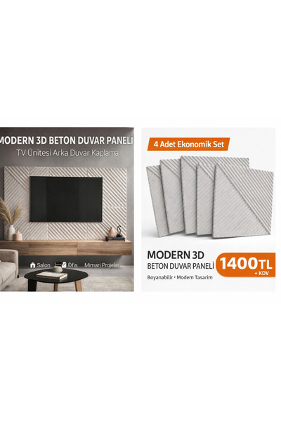 Home Dekoratif Beton Duvar Paneli – Modern Çizgili Geometrik Duvar Kaplama Pa...