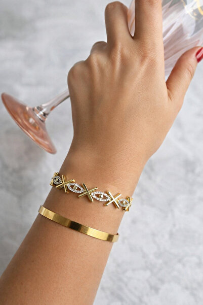ANKA JEWELLRY سوار نسائي ذهبي مرصع بأحجار الزركون من ماركة GÖZ DETAIL