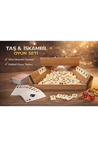 AVO-CATTO Büyük Boy Cilalı Ahşap Okey Takımı 101 Okey, Kemik Taş ve Iskakmbil...