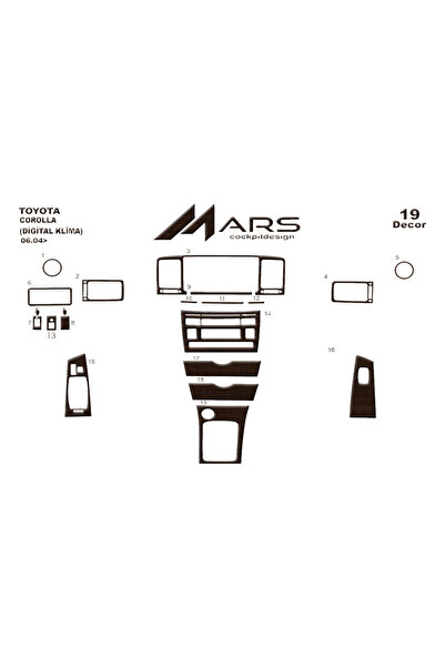 Marscockpitdesign Toyota Corolla 2004- Dashboard Console Cover (Digital Clima...