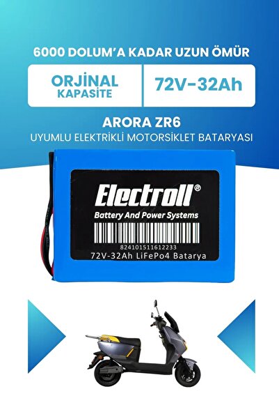 ELECTROLL Arora ZR6 Uyumlu Batarya (Standart Kapasite) LiFePO4 72V 32Ah Elekt...