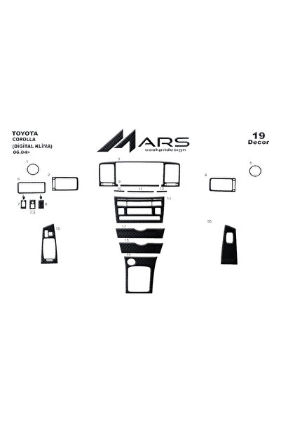 Marscockpitdesign Toyota Corolla 2004- Dashboard Console Cover (Digital Clima...