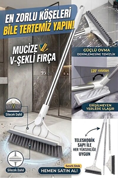Eviniz güzel 3’ü 1 Arada Zemin Temizleme Fırçası – Su Sıyırıcı Lastikli, Sert...