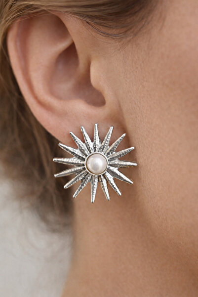 Takıtolia Zorya Silver Starry Pearl Elegant Silver Earrings