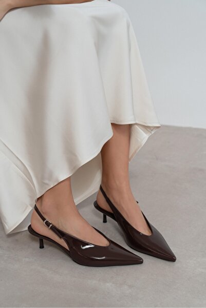 NİŞANTAŞI SHOES Dorey Brown Patent Leather Ankle Buckle Detail Women's Heeled...