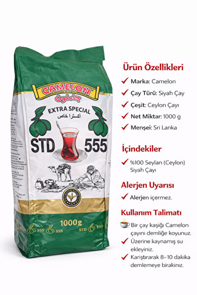 CAMELON TEA Camelon Extra Special Ceylon Siyah Çay STD 555 1000 g – İthal Sri...
