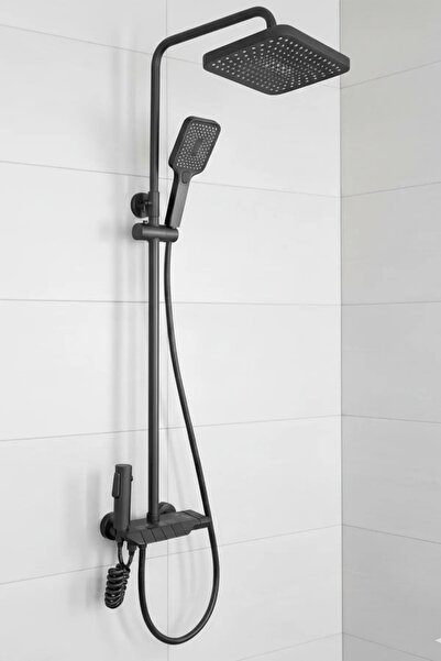 banyonatural Antrasit Robot Tepe Duş Seti Piyano Yağmur Tepe Banyo 4 Tuşlu Ba...