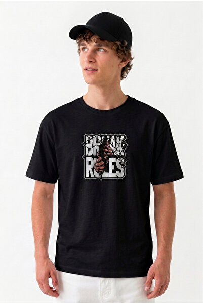 BookOrBook Break Rules 100% Heavy Cotton Premium Quality Back Printed T-Shirt