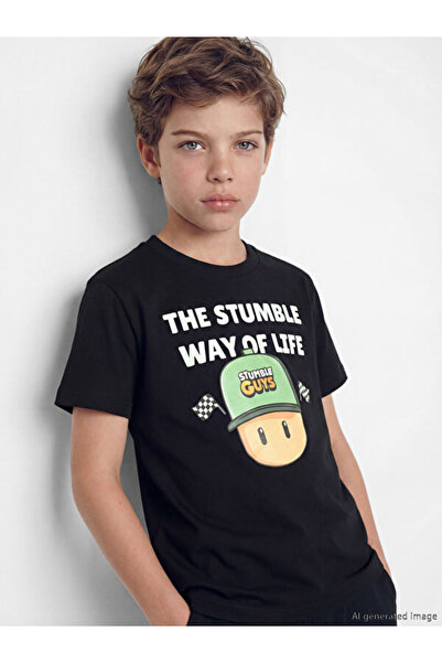 LC Waikiki Zero Roba Yaka Stumble Guys Printed Boy's T-Shirt for Style Seeker...