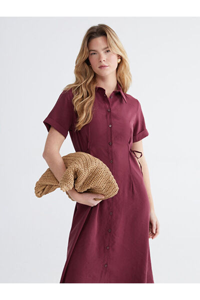 LC Waikiki Waist-Tied Shirred Shirt Dress