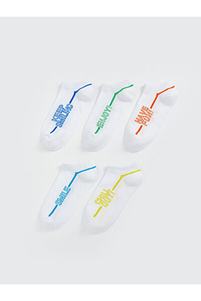 LC Waikiki Rmz Gi̇yi̇m Farkiyla Embroidered Boys' Booties Socks 5-Pack
