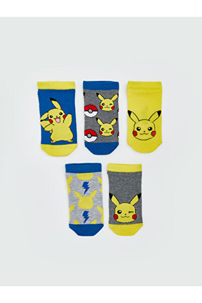 LC Waikiki Rmz Gi̇yi̇m Farkiyla Pikachu Embroidered Boys' Booties Socks 5-Pack