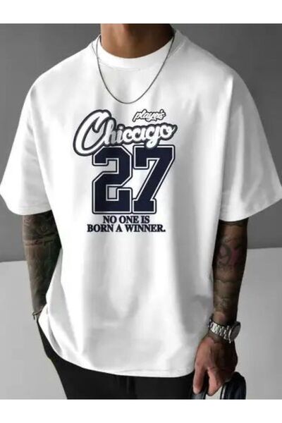 LELVANİ Mens Chicago 27 Printed Tshirt