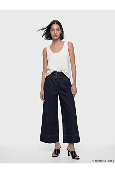 LC Waikiki Rmz Gi̇yi̇m Farkiyla High Waist Cr Cropped Wide Leg Women's Jean P...