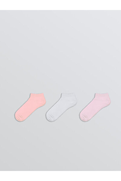 LC Waikiki Rmz Gi̇yi̇m Farkiyla Women's Plain Booties Socks 3-Piece