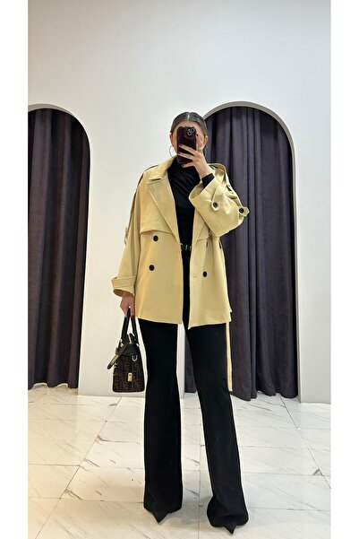 MERVENS Oversize Model Kısa Trenç