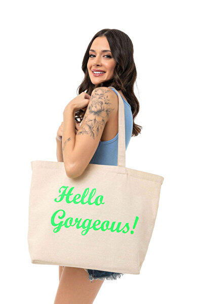 Salvia Dione Hello Gorgeous Велика сумка з канвасу з написом - пляжна, для по...