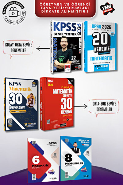 Yargı Yayınları 2026 KPSS Genel Yetenek Matematik Branş Kolay-Orta-Zor Deneme...