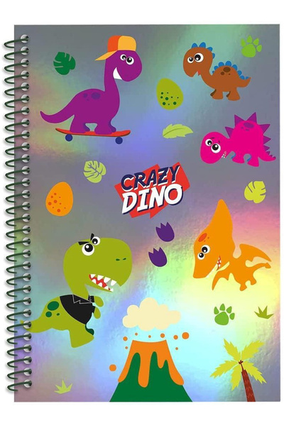 KIDSEUROSWAN Caiet A5, copertă cartonată, cu căptușeală , verde Crazy Dino