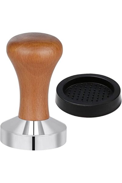 DEVMEER Kahve Tamperi - Ahşap Sap - Düz Tabanlı -Espresso Tamperi - Kahve Düz...