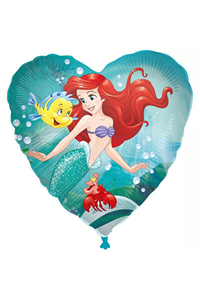 DİSNEY PRİNCESS Balon folie Ariel Mica Sirenă, formă de inimă, 46 cm, roz