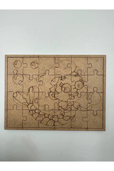 WOODIVA AHŞAP 1 Adet Deniz kızı 3D Puzzle Ahşap Boyama Seti Okul Etkinlik Akt...