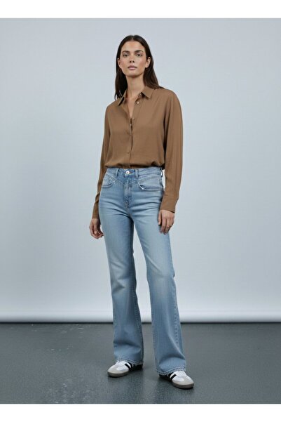 Ltb Cămașă maro cu mânecă lungă și basic nasturi