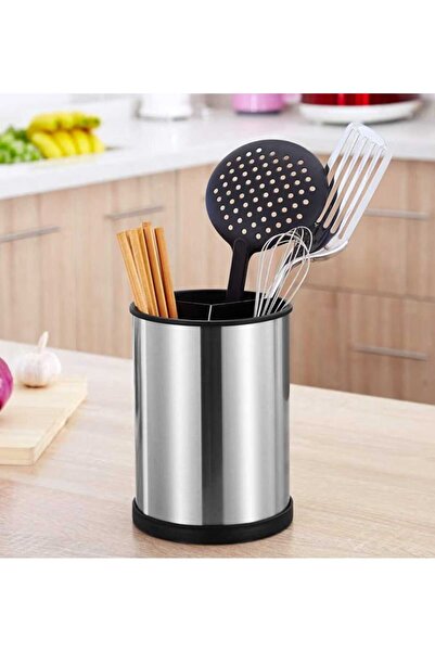 Home Stainless Steel 3 Compartment 360 Degree Rotatable Spoon Holder