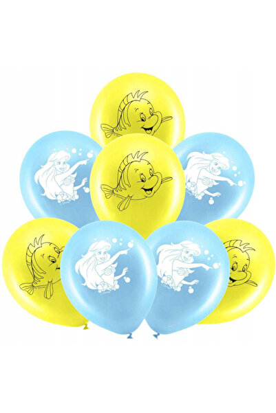DİSNEY PRİNCESS Set de 8 baloane de petrecere Ariel Mica Sirenă, 28 cm, galbene