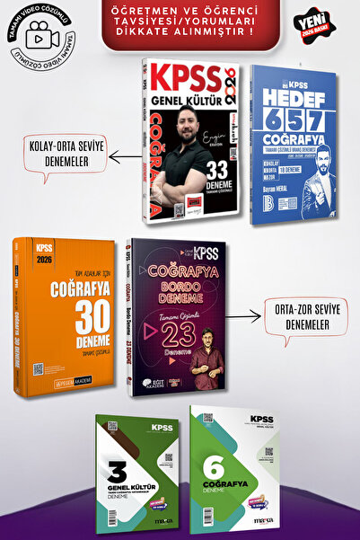 Yargı Yayınları 2026 KPSS Genel Kültür Coğrafya Branş Kolay-Orta-Zor Deneme SET