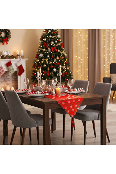 FAMİLY Christmas Tablecloth - 180 x 35 cm