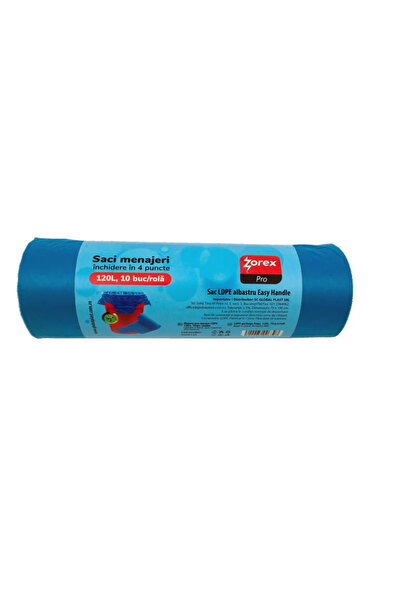 OEM Σακούλες απορριμμάτων LDPE 120 L x 10 τεμάχια, με λαβές, Zorex Pro, μπλε
