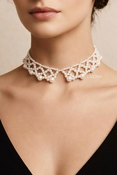 LIVOSH TASARIM İNCİ CHOKER YAKA KOLYE