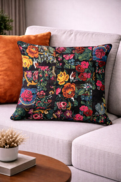 Swan Home Renkli Çiçek Desenli Çift Taraflı Yastık Kırlent Kılıfı SHKRL290