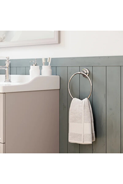 sensea Suport prosop baie Charm, tip inel, din metal, fixare prin gaurire, ar...