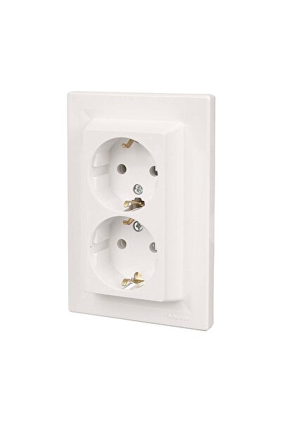 OEM Priza schuko dubla Schneider Asfora, clasica, IP20, alba