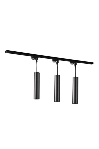 OEM Σετ 3 κρεμαστών φωτιστικών Maribel με ράγα, GU10, μαύρο
