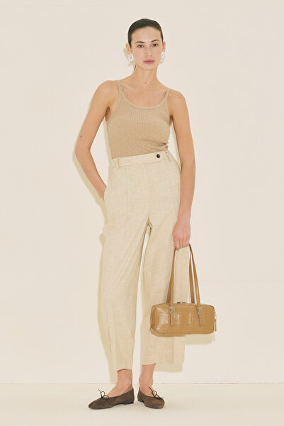 Manuka Barrel Fabric Pants Beige