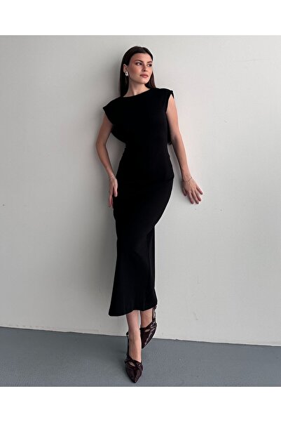 FERZOLAİO Backless Black Long Dress