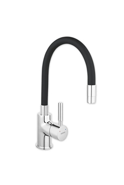 OEM Μπαταρία κουζίνας Zorba, Μονό μοχλού, μαύρη και χρωμιωμένη