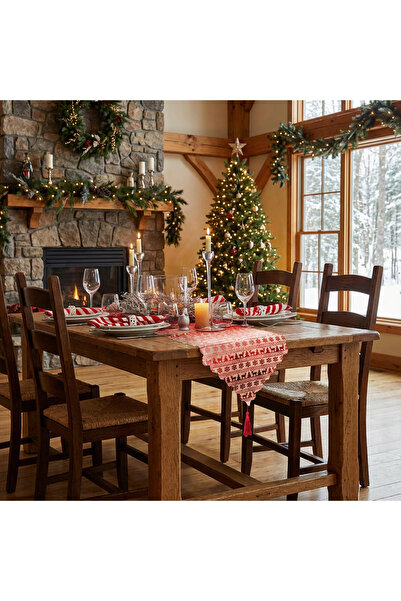 FAMİLY Christmas Tablecloth - 180 x 35 cm