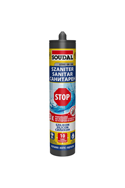 OEM Silicon sanitar Soudal Stop, pentru baie si bucatarie, gri, 280 ml