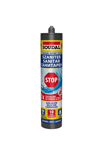 OEM Silicon sanitar Soudal Stop, pentru baie si bucatarie, transparent, 280 ml