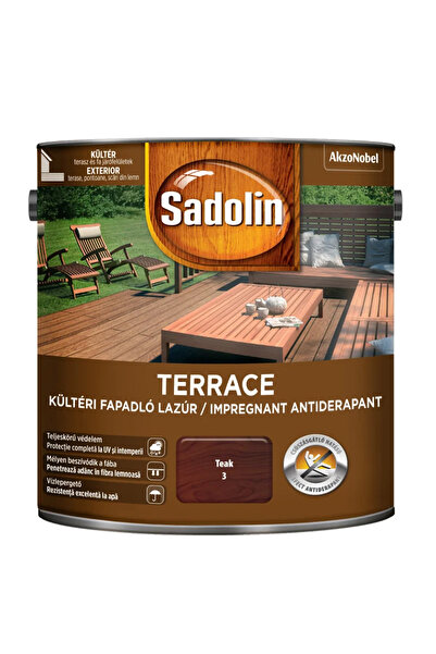 OEM Impregnant antiderapant pentru lemn, Sadolin Terrace, alchidic, teck, 2.5 L